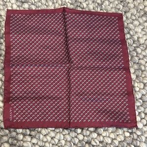 Lanvin Maroon Silk Pocket Square with White Micro Dots